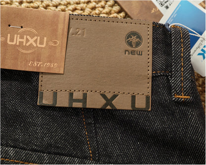 Jeans cónicos casuales rectos lavados de mezclilla de alta gama con corte 3D, peso pesado, estilo retro americano, cómodos, a la moda para hombres, Otoño 2025