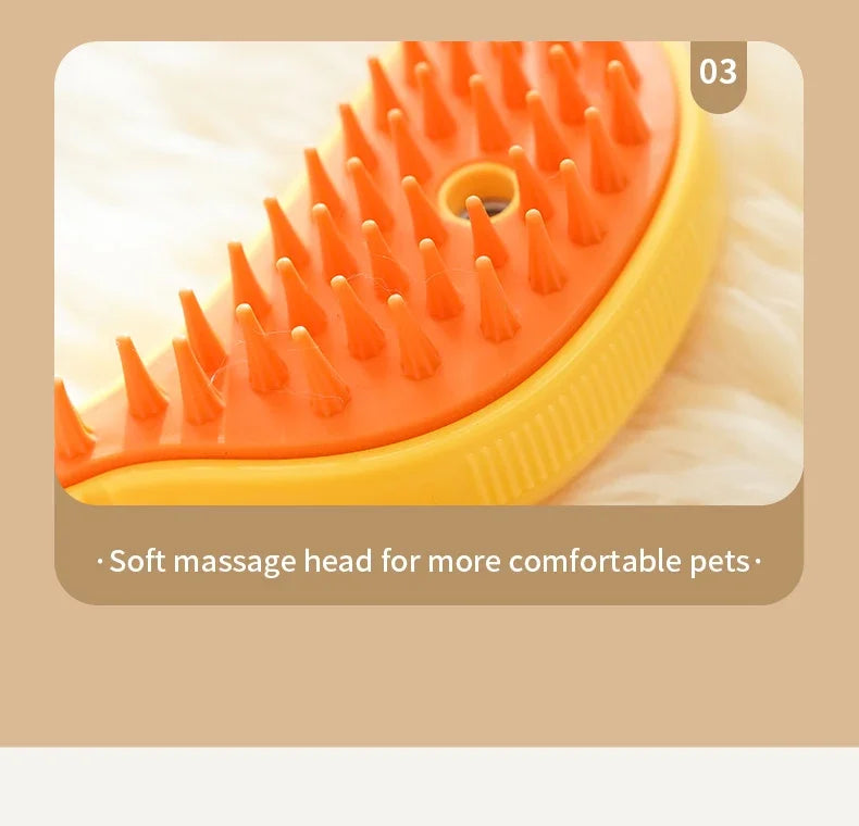 Cepillo de vapor giratorio para gatos y perros, peine eléctrico pulverizador para eliminar el pelo, cepillo de gato de silicona suave para masaje, peine de aseo, accesorios para mascotas