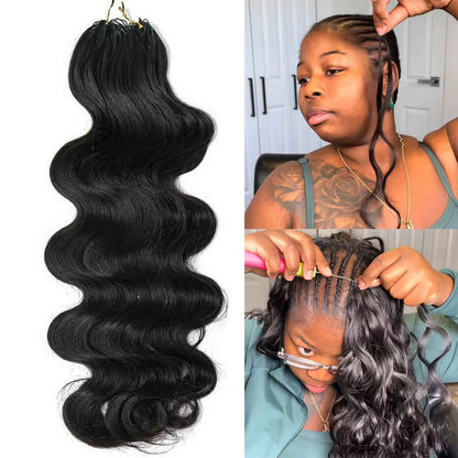 Honey Blonde Highlight Body Wave Crochet Human Hair Pre-Separated Invisble Miracle Knot Braids Feather Crochet Hair Extensions