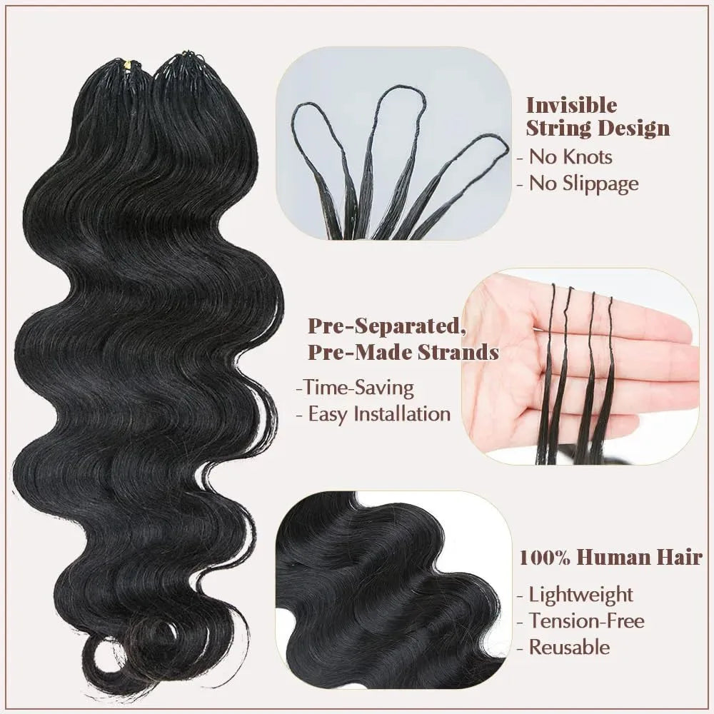 Honey Blonde Highlight Body Wave Crochet Human Hair Pre-Separated Invisble Miracle Knot Braids Feather Crochet Hair Extensions