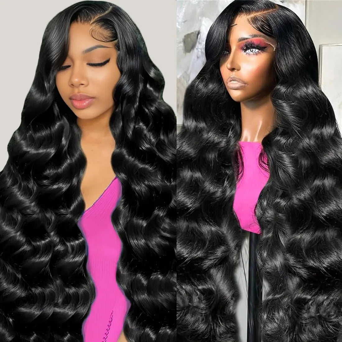 Peluca frontal de encaje transparente HD de 13x4, de cabello humano, onda corporal, densidad 180%, 100 cm (40 pulgadas), con encaje frontal de 13x6, pre-arrancada