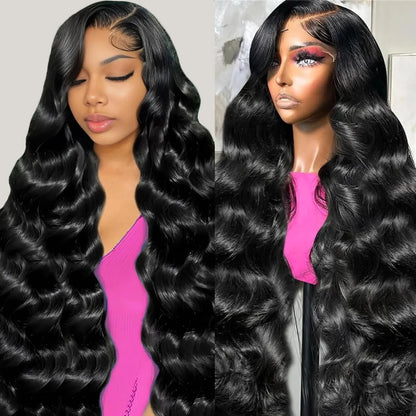 Peluca frontal de encaje transparente HD de 13x4, de cabello humano, onda corporal, densidad 180%, 100 cm (40 pulgadas), con encaje frontal de 13x6, pre-arrancada