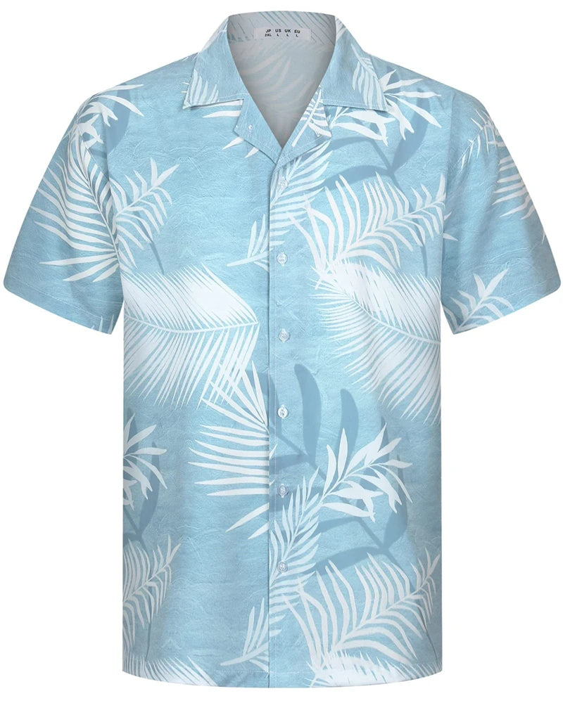 Camisas Hawaianas de Verano para Hombre, Manga Corta, Botones, Estampado de Árboles de Coco, Camisa Casual de Playa Aloha Tallas Grandes 6XL, Ropa para Hombre