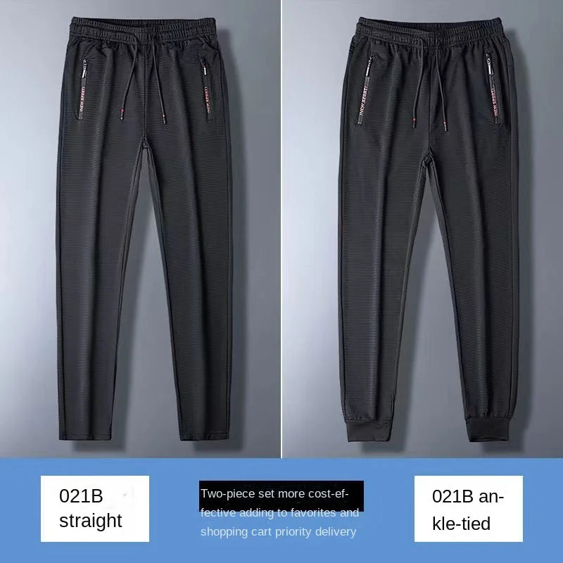 Summer Breathable Mesh Black Sweatpants Men Joggers Sportswear Baggy Trousers Male Casual Track Pants 7XL 8XL