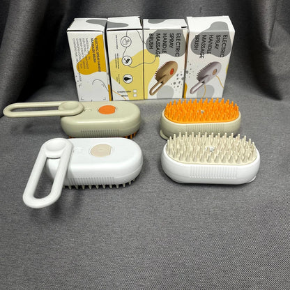 Cepillo de vapor giratorio para gatos y perros, peine eléctrico pulverizador para eliminar el pelo, cepillo de gato de silicona suave para masaje, peine de aseo, accesorios para mascotas