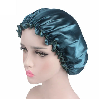 New Satin Hair Cap for Sleeping Invisible Flat Imitation Silk Round Haircare Women Headwear Ceremony Adjusting Button Night Hat