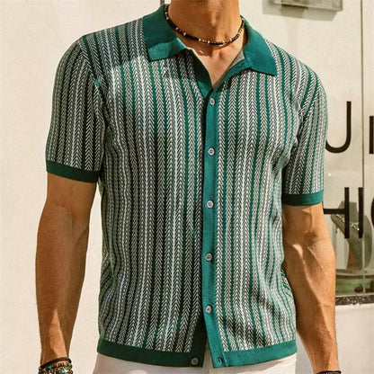 Camisas tipo polo Jacquard estilo europeo para hombre, tejido de punto, informal de negocios, frescura veraniega, viscosa de calidad, elásticas, sedosas