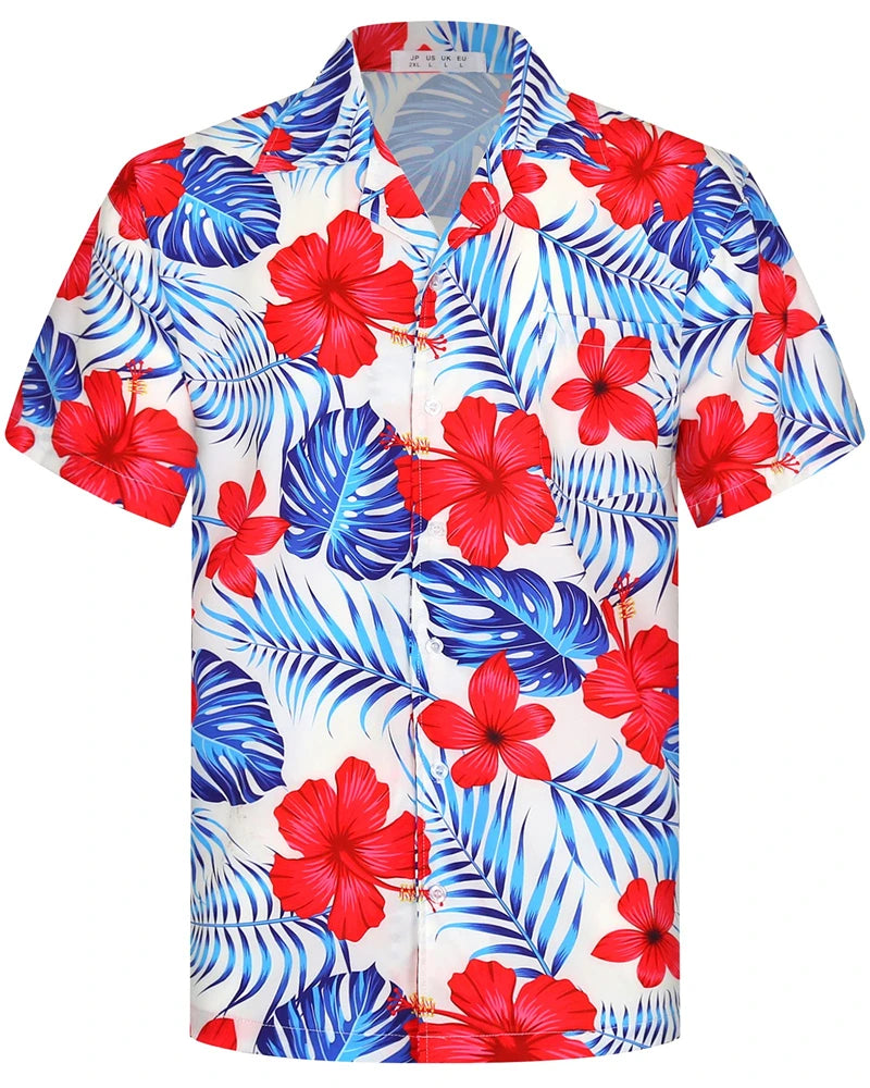 Camisas Hawaianas de Verano para Hombre, Manga Corta, Botones, Estampado de Árboles de Coco, Camisa Casual de Playa Aloha Tallas Grandes 6XL, Ropa para Hombre