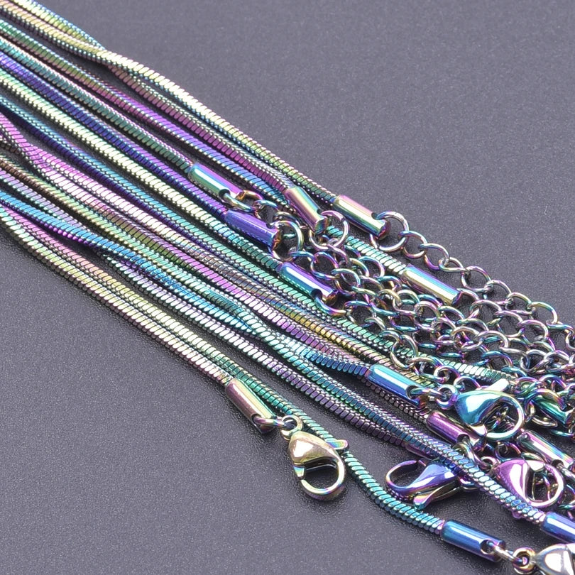 2/5pcs Rainbow Chain New Personalized Multiple Shape Designs Necklace Chains For Jewelry Making DIY 304 Stainless Steel Chains