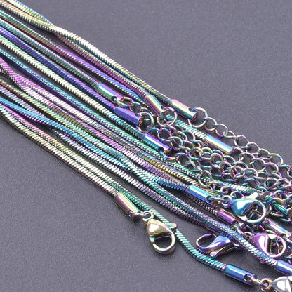 2/5pcs Rainbow Chain New Personalized Multiple Shape Designs Necklace Chains For Jewelry Making DIY 304 Stainless Steel Chains