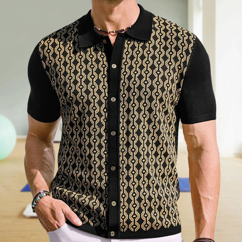 Camisas tipo polo Jacquard estilo europeo para hombre, tejido de punto, informal de negocios, frescura veraniega, viscosa de calidad, elásticas, sedosas