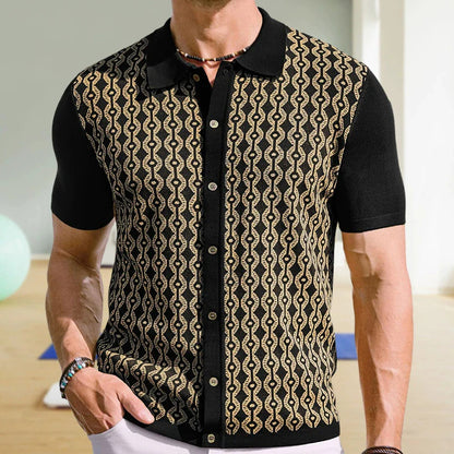 Camisas tipo polo Jacquard estilo europeo para hombre, tejido de punto, informal de negocios, frescura veraniega, viscosa de calidad, elásticas, sedosas