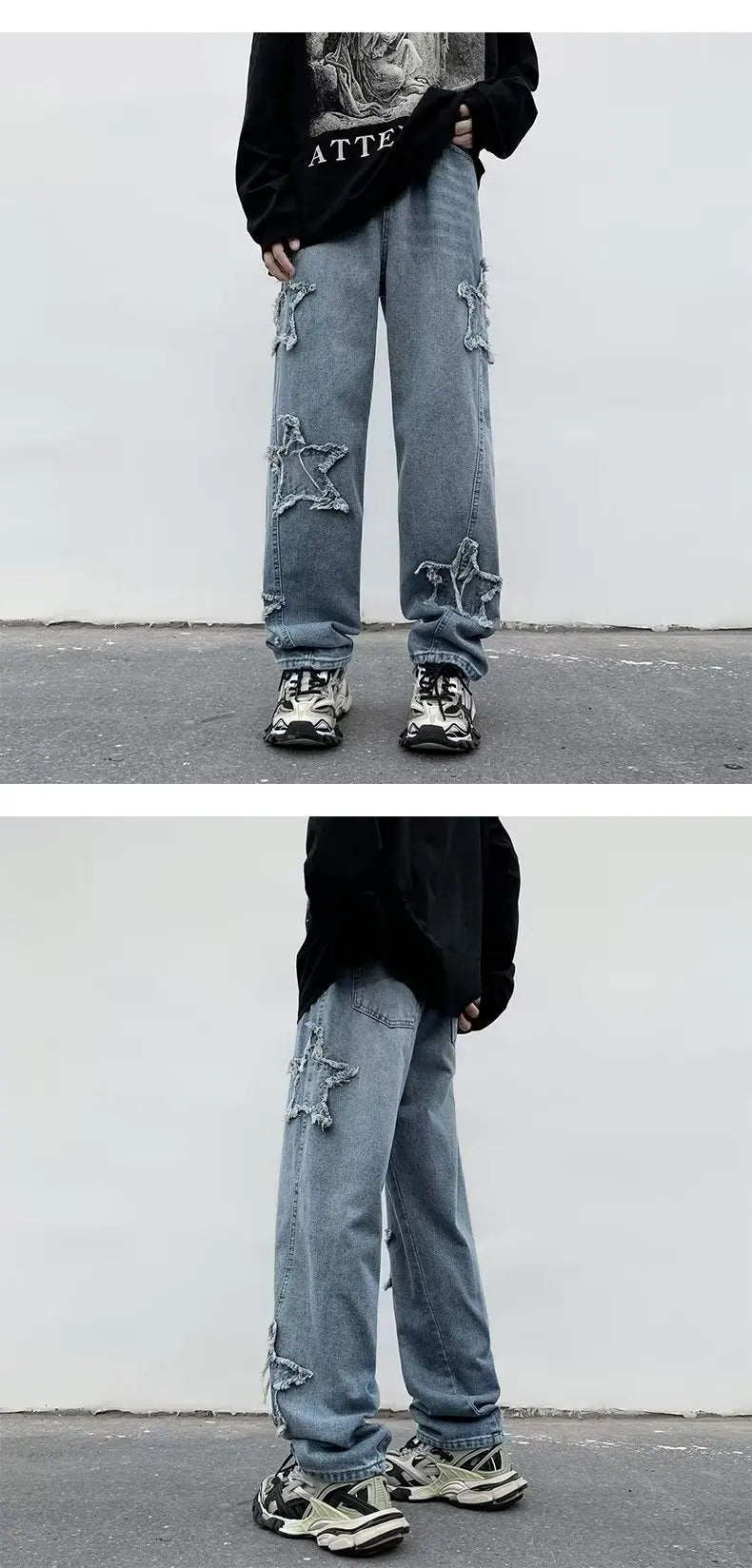 Pantalones de mezclilla marrones 2025 New Fashion Stars Towel Embroidery para hombre Y2K Ropa Pantalones rectos de algodón Hip Hop Pantalones de hombre