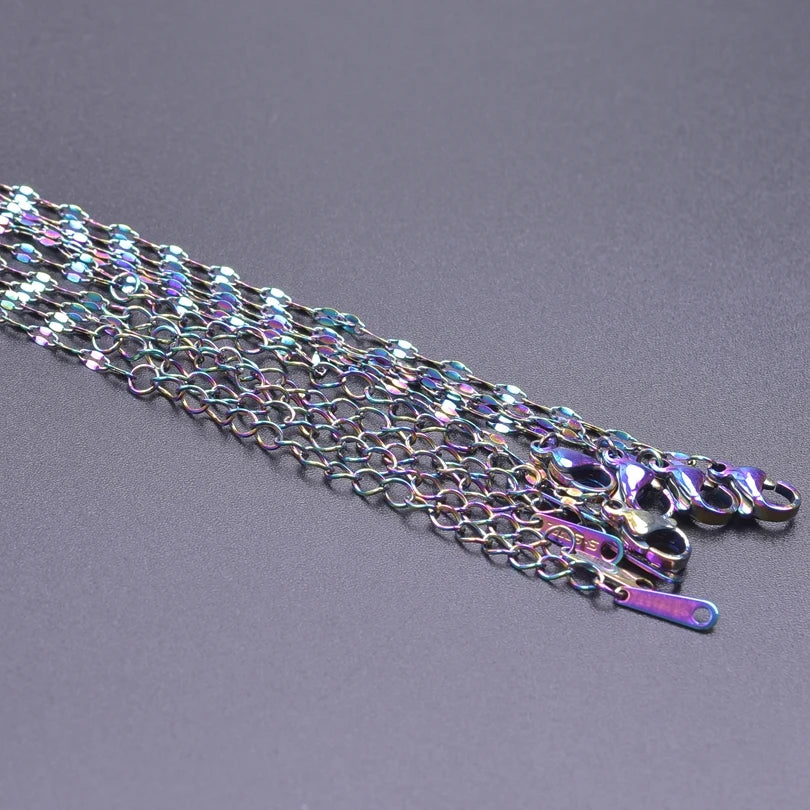 2/5pcs Rainbow Chain New Personalized Multiple Shape Designs Necklace Chains For Jewelry Making DIY 304 Stainless Steel Chains