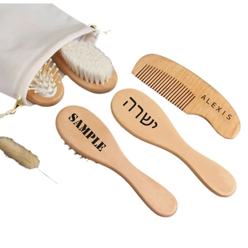 NUEVOS cepillos de madera personalizados para bebés DIY, cepillo de madera para recién nacidos, peine, regalos de cumpleaños y baby shower.