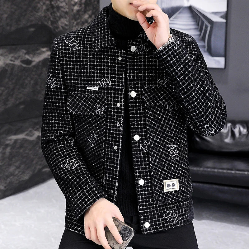 Chaquetas de invierno de mezcla de lana corta para hombre, marca informal de negocios, gabardina, abrigo grueso y cálido para vestir de calle