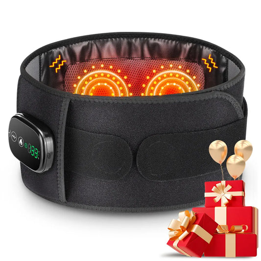 Cinturón Masajeador Vibratorio Calefactor, Soporte de Cintura con Compresas Calientes de Luz Roja, Masajeador de Espalda, Cinturón de Soporte Lumbar