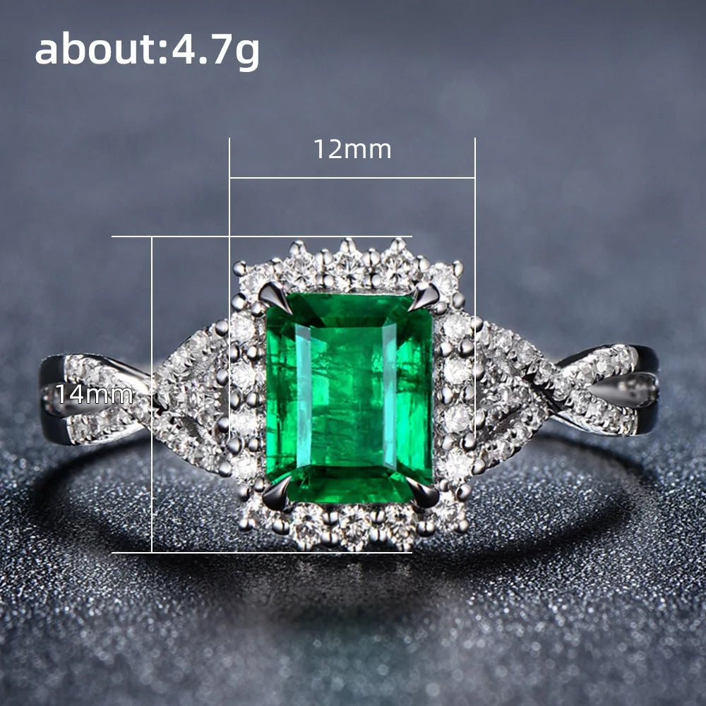 European and American Anniversary Couple Gift: European and American New Geometric Ring Luxury Green Zircon Accessory