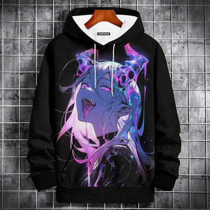 Sudadera con capucha de anime para hombre, a la moda, con estampado gráfico, estilo hip hop, ropa de calle, para primavera y otoño, sudaderas con capucha de gran tamaño para hombre