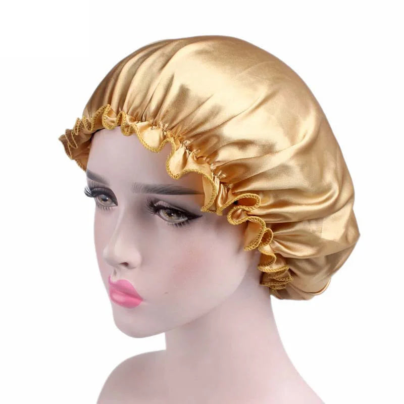 New Satin Hair Cap for Sleeping Invisible Flat Imitation Silk Round Haircare Women Headwear Ceremony Adjusting Button Night Hat