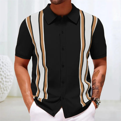 Camisas tipo polo Jacquard estilo europeo para hombre, tejido de punto, informal de negocios, frescura veraniega, viscosa de calidad, elásticas, sedosas