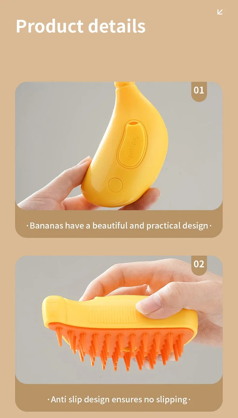 Cepillo de vapor giratorio para gatos y perros, peine eléctrico pulverizador para eliminar el pelo, cepillo de gato de silicona suave para masaje, peine de aseo, accesorios para mascotas