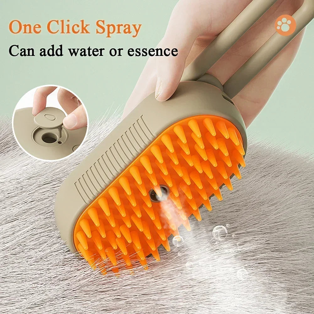 Cepillo de vapor giratorio para gatos y perros, peine eléctrico pulverizador para eliminar el pelo, cepillo de gato de silicona suave para masaje, peine de aseo, accesorios para mascotas