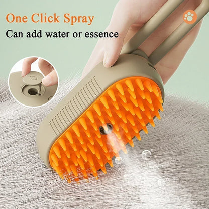 Cepillo de vapor giratorio para gatos y perros, peine eléctrico pulverizador para eliminar el pelo, cepillo de gato de silicona suave para masaje, peine de aseo, accesorios para mascotas