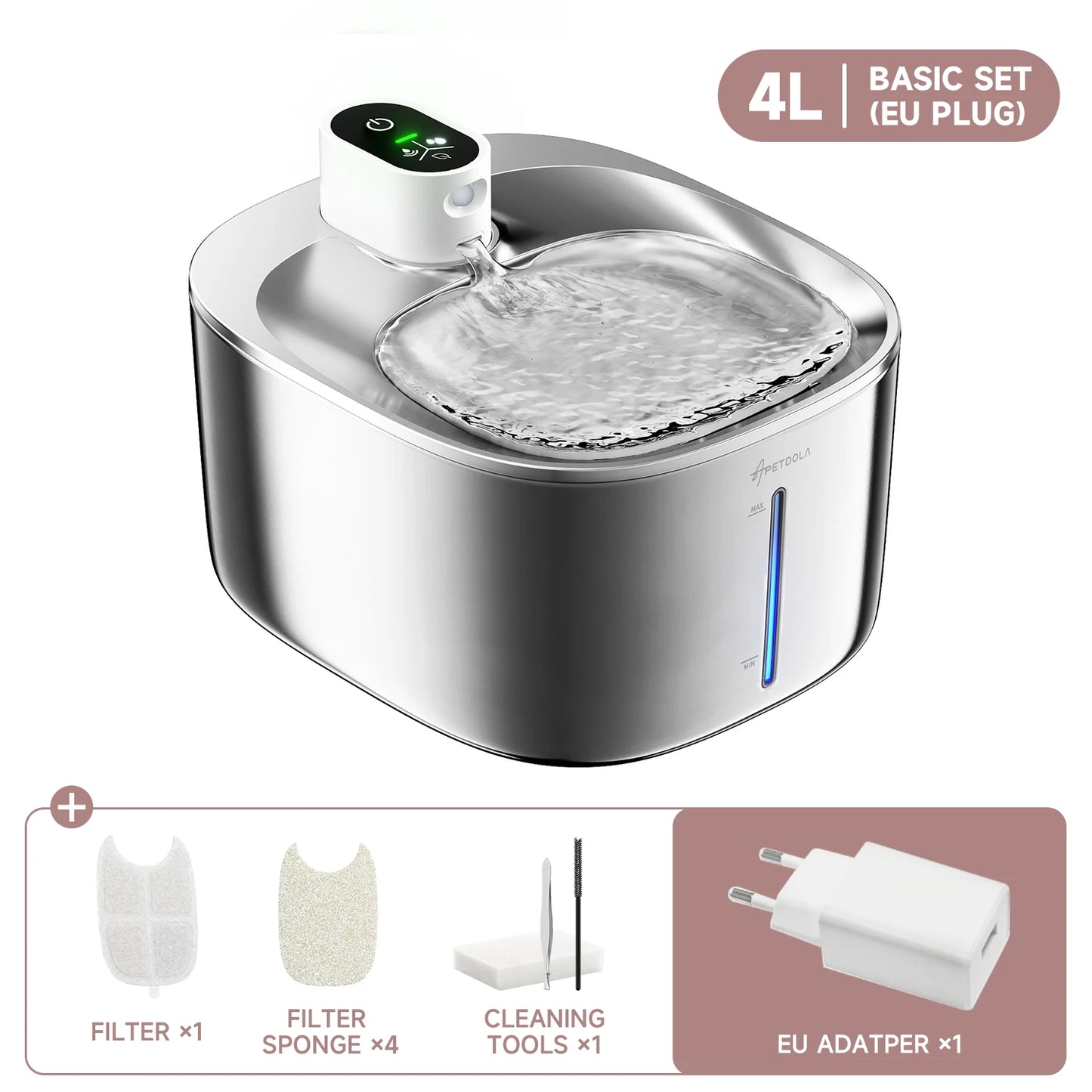 APETDOLA 4L Fuente de agua inalámbrica para gatos con sensor automático, fuente para beber para gatos, perros, bebedero, accesorios para dispensador de agua para mascotas