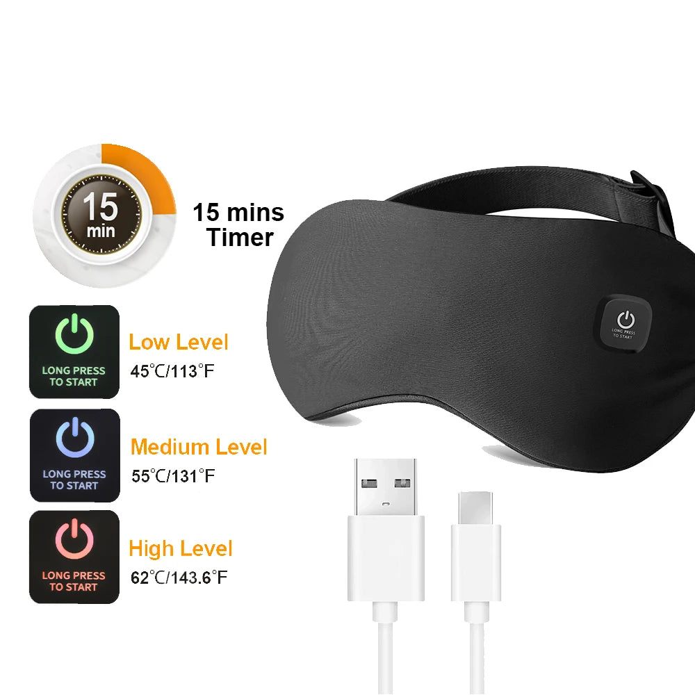 Masajeador ocular eléctrico Compresa caliente Alivio del estrés Calefacción Vibración Masaje Conectar música Relajación Cuidado ocular plegable Gafas inteligentes