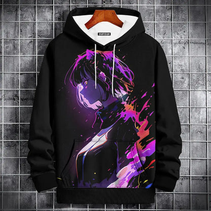 Sudadera con capucha de anime para hombre, a la moda, con estampado gráfico, estilo hip hop, ropa de calle, para primavera y otoño, sudaderas con capucha de gran tamaño para hombre