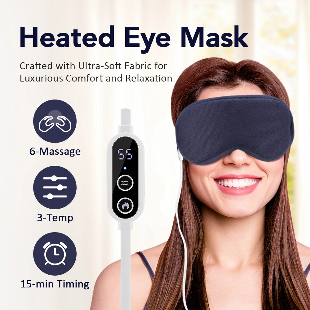 Masajeador ocular eléctrico Compresa caliente Alivio del estrés Calefacción Vibración Masaje Conectar música Relajación Cuidado ocular plegable Gafas inteligentes