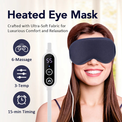 Masajeador ocular eléctrico Compresa caliente Alivio del estrés Calefacción Vibración Masaje Conectar música Relajación Cuidado ocular plegable Gafas inteligentes