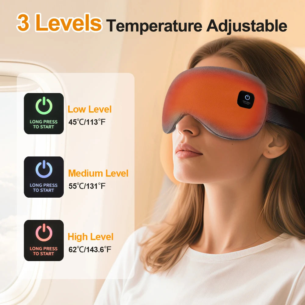Masajeador ocular eléctrico Compresa caliente Alivio del estrés Calefacción Vibración Masaje Conectar música Relajación Cuidado ocular plegable Gafas inteligentes