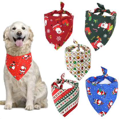 Christmas Dog Bandanas Christmas Tree and Santa Claus Dog Scarf for Boys and Girls Holiday Bandana for Cats Xmas Pet Accessories