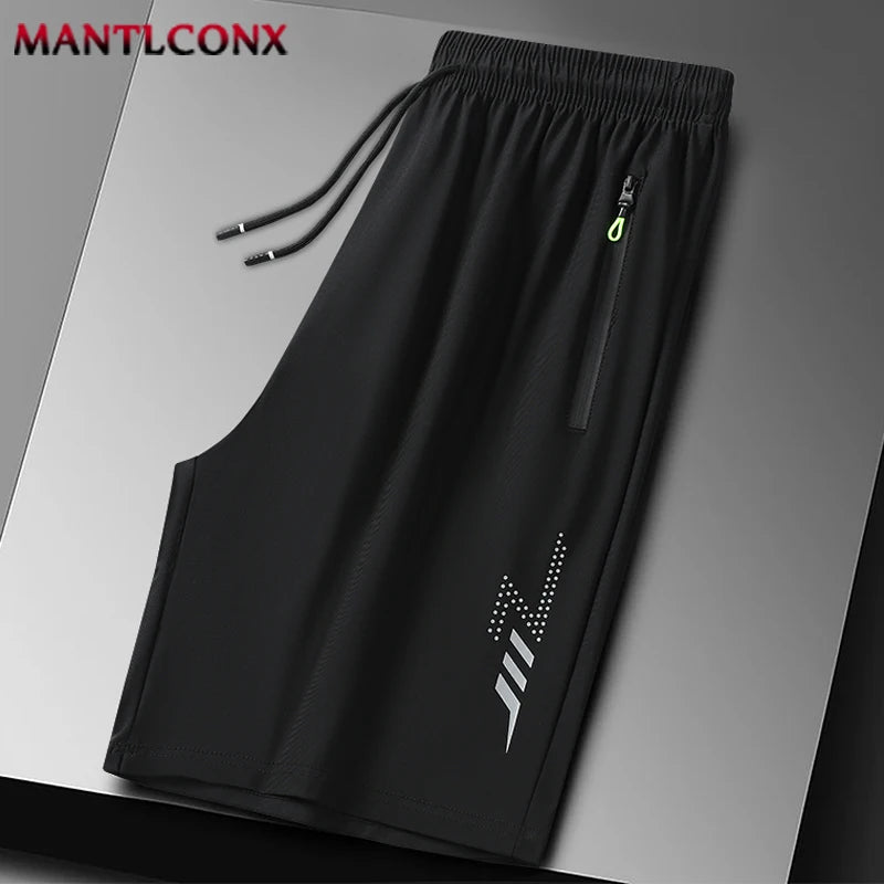 New Summer Casual Shorts Men Boardshorts Breathable Beach Shorts Elastic Jogging Running Sports Men's Short Pants Zipper Pockets