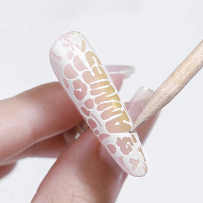 New Nail Poke Poke Nail Art Glue Black White Wave Texture Lace Hole Nail Painting Art Gel DIY Manicure Decoration Nails Salon