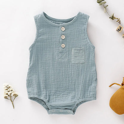 Peleles de bebé de verano 2022 para niños y niñas, body de muselina sin mangas para recién nacidos, ropa de moda para bebé, conjuntos para niños pequeños