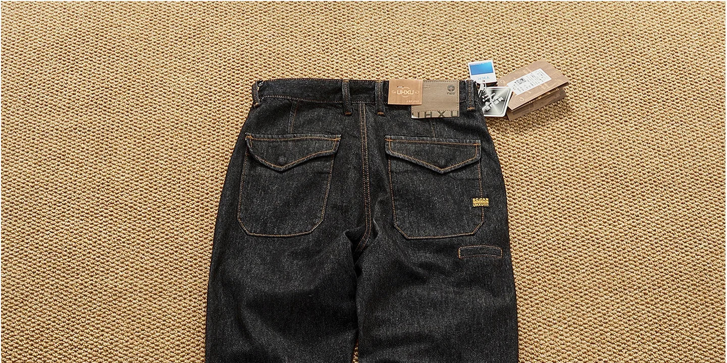 Jeans cónicos casuales rectos lavados de mezclilla de alta gama con corte 3D, peso pesado, estilo retro americano, cómodos, a la moda para hombres, Otoño 2025