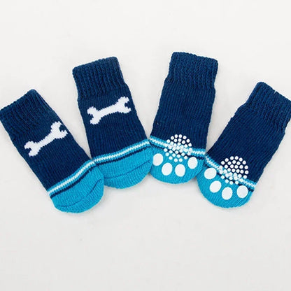 4 pzs./set calcetines para perros con patrón bonito, cubrepies cálidos antideslizantes, zapatos protectores para patas de cachorro, regalo de Navidad, accesorios para mascotas