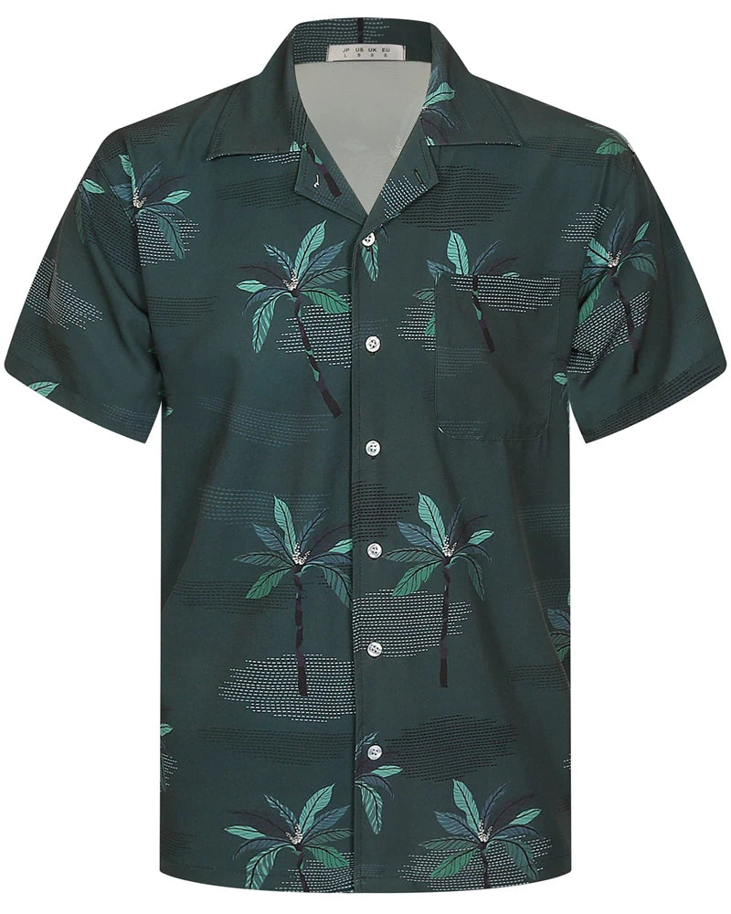 Camisas Hawaianas de Verano para Hombre, Manga Corta, Botones, Estampado de Árboles de Coco, Camisa Casual de Playa Aloha Tallas Grandes 6XL, Ropa para Hombre