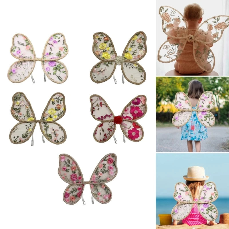 Accesorios de fotografía de alas de mariposa de encaje para niños, para juego creativo