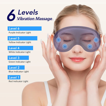 Masajeador ocular eléctrico Compresa caliente Alivio del estrés Calefacción Vibración Masaje Conectar música Relajación Cuidado ocular plegable Gafas inteligentes
