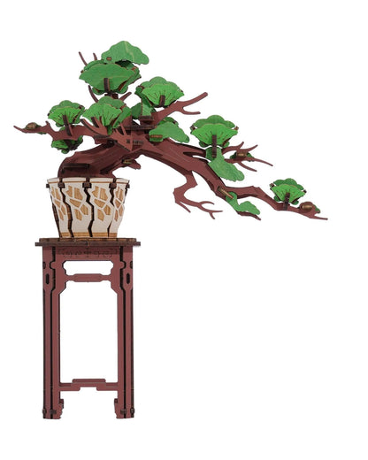Robotime Rolife 3D Rompecabezas de Madera de Bonsái de Sakura Fácil Montaje Kit de Bonsái de Pino de Hoja Perenne Regalo de Navidad para la Familia Decoración del Hogar