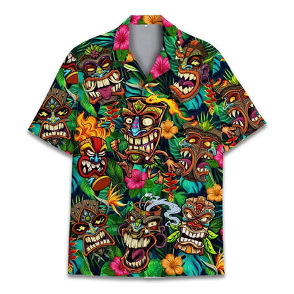 3D Printed Monkey Floral Leaf Hawaiian Shirt Men Orangutan Graphic Blouse Summer Holiday Short Sleeves Street Beach Aloha Shirts