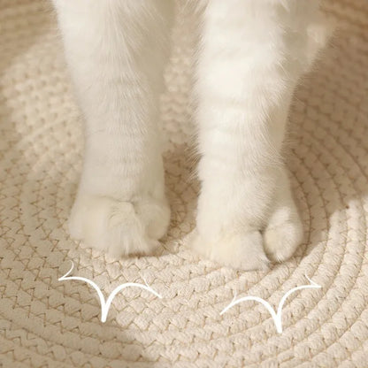 Cama para Gatos, Nido para Mascotas, Tejido de Ratán Puramente Manual, Tablero Rascador para Gatos de Enea, Almohadilla Cálida de Invierno Extraíble y Lavable para Todas las Estaciones