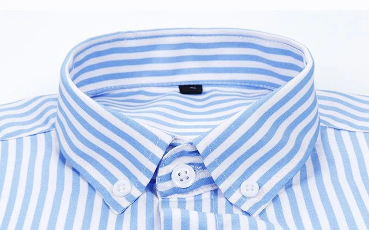 Shirts For Men Striped Blue Long Sleeve Man Shirt Business Cotton Cheap Things With Vintage Collar Sale Button Up Slim Fit