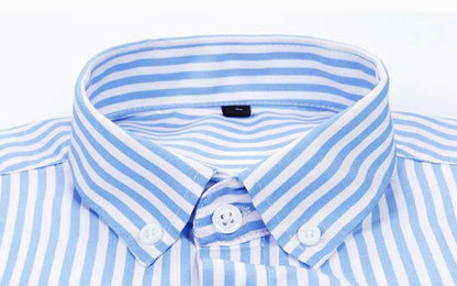 Shirts For Men Striped Blue Long Sleeve Man Shirt Business Cotton Cheap Things With Vintage Collar Sale Button Up Slim Fit