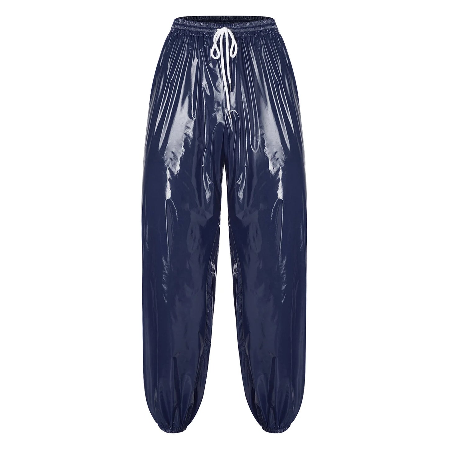 Pantalones Holgados Brillantes para Hombre Y2K con Cordón en la Cintura, Elástico en la Cintura, Bolsillos Laterales, Pantalones de Chándal Holgados y Brillantes, Disfraces de Hip Hop