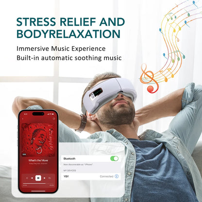 Masajeador ocular eléctrico Compresa caliente Alivio del estrés Calefacción Vibración Masaje Conectar música Relajación Cuidado ocular plegable Gafas inteligentes